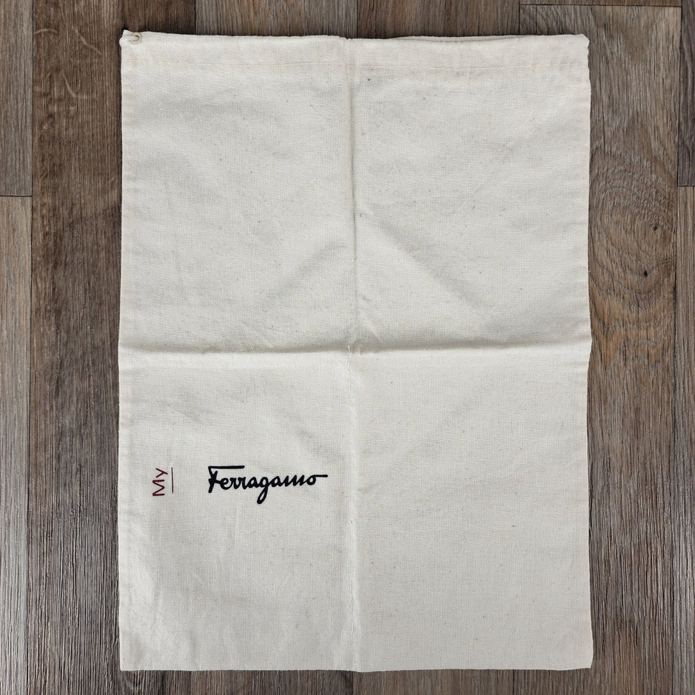 Salvatore Ferragamo Dust Bag Authentic Beige Cotton Drawstring Pouch
